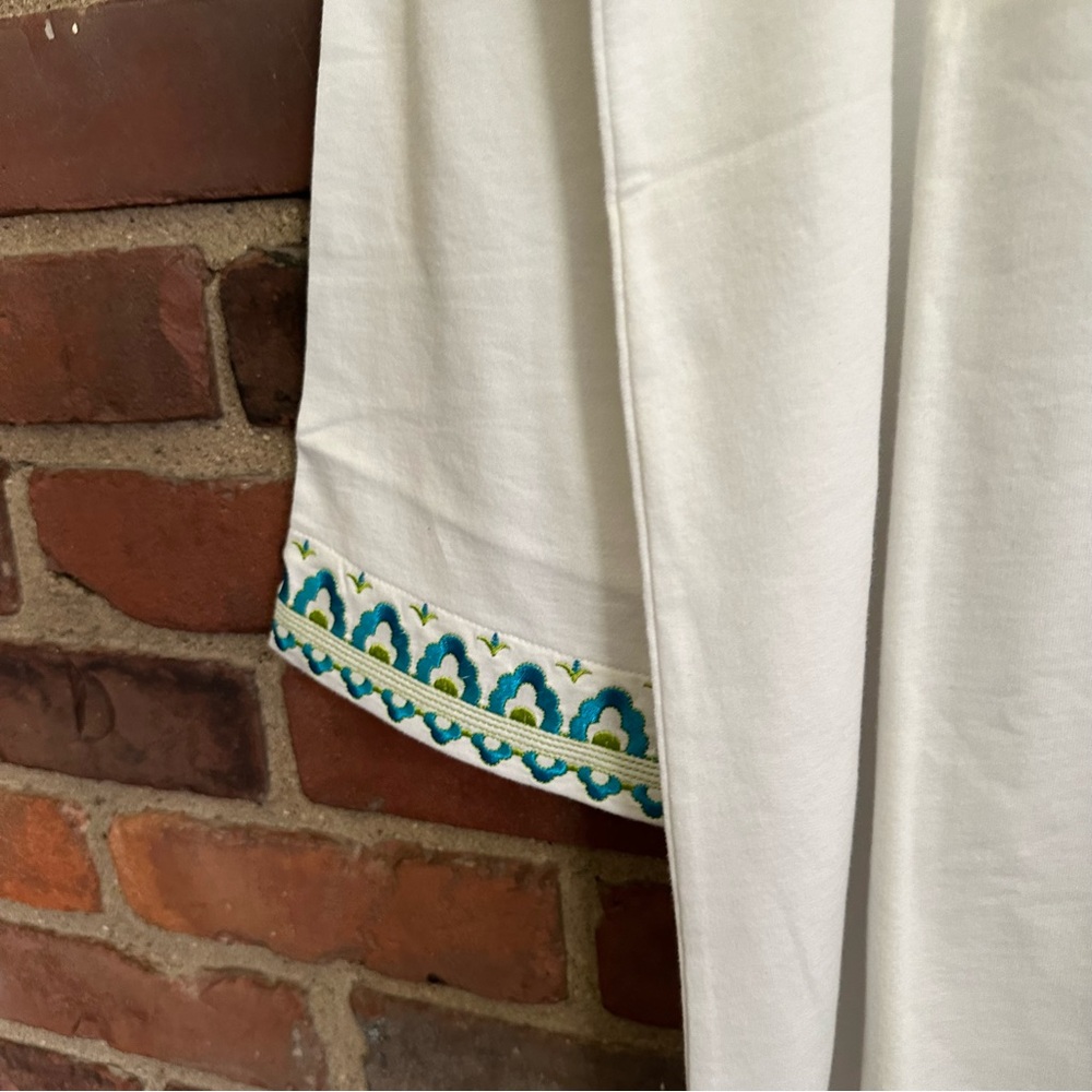 STAN HERMAN 3/4 Sleeve Tunic Top Crop Pant X 26.5 Lounge White Set -medium - Picture 4 of 5